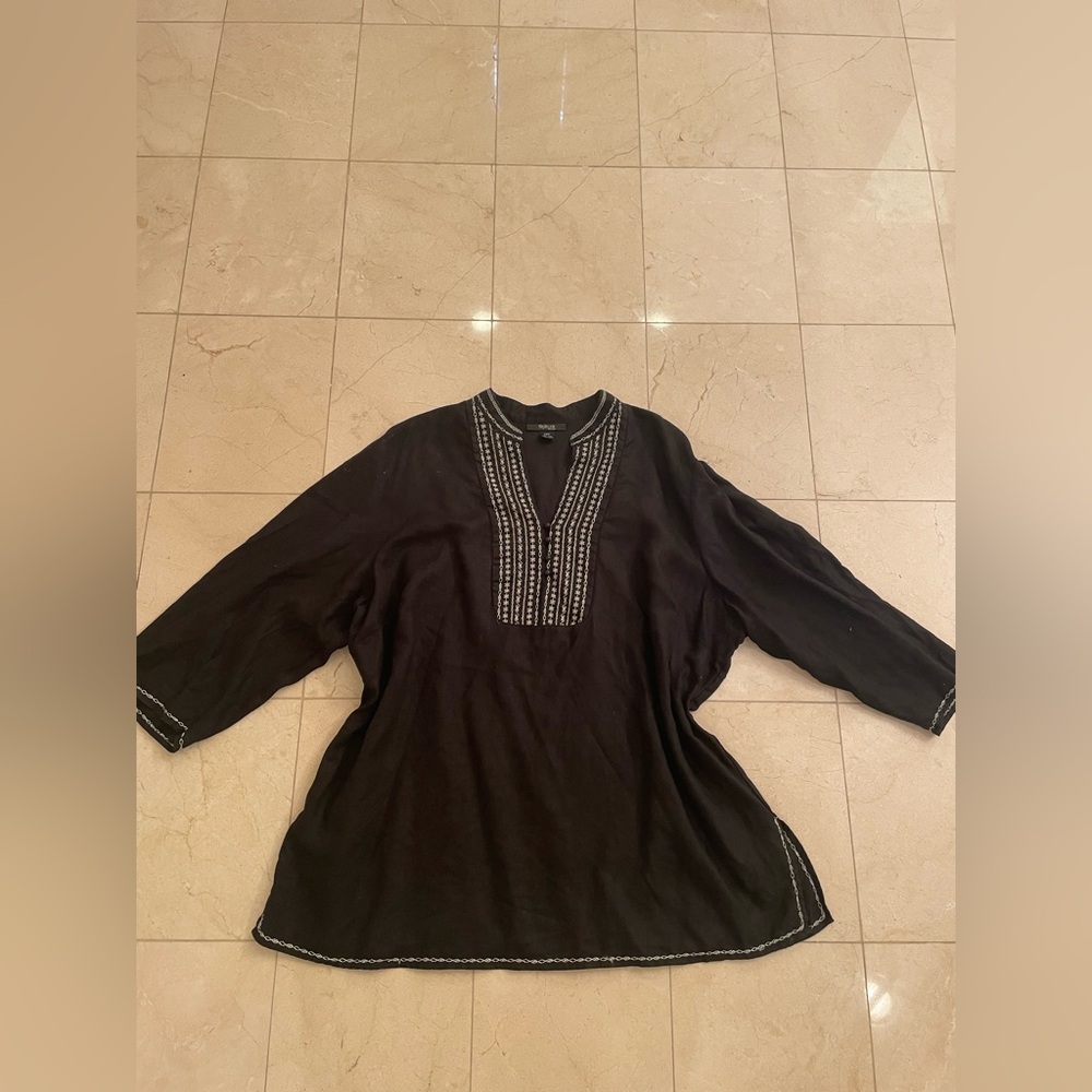 Style & Co Women's Split Neck Rolled 3/4 Sleeve Top